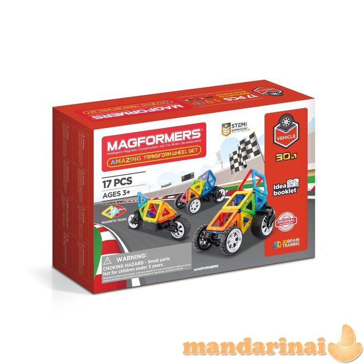 MAGFORMERS Magnetinis rinkinys „Mašinėlės“, 17 vnt.