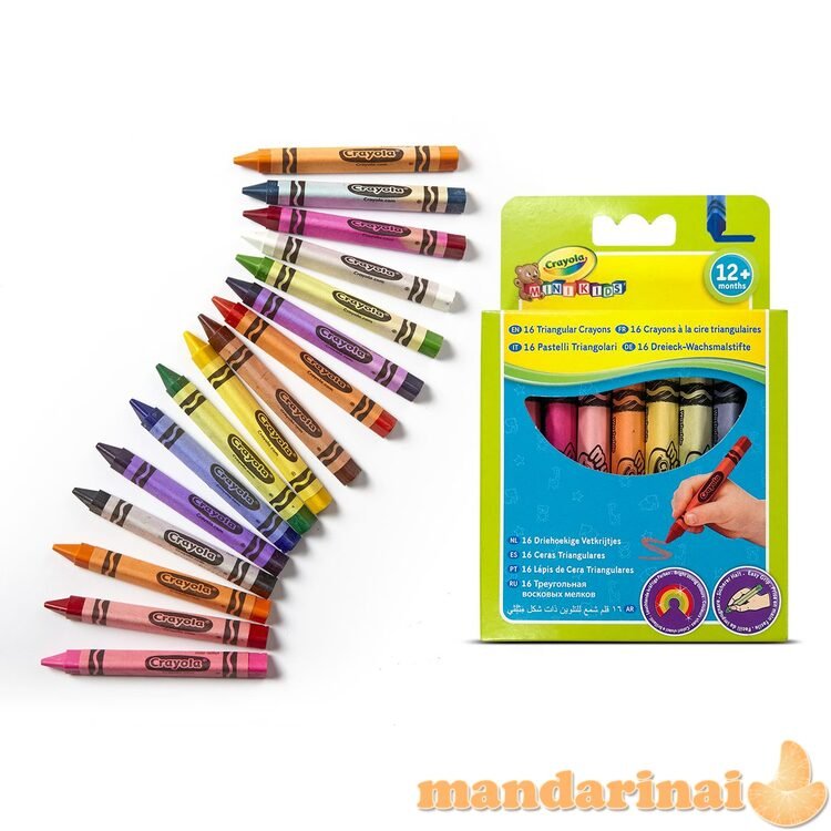 CRAYOLA MINIKIDS Trikampės kreidelės, 16 vnt.