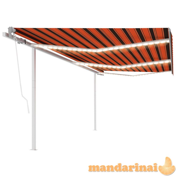 Automatinė markizė su led/vėjo jutikliu, oranžinė/ruda, 6x3m