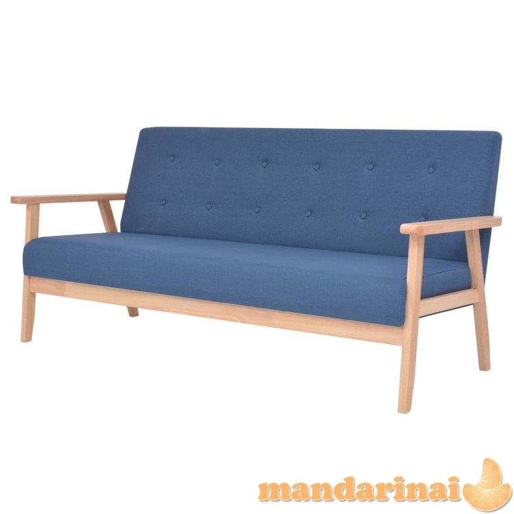 Trivietė sofa, mėlynos spalvos, audinys