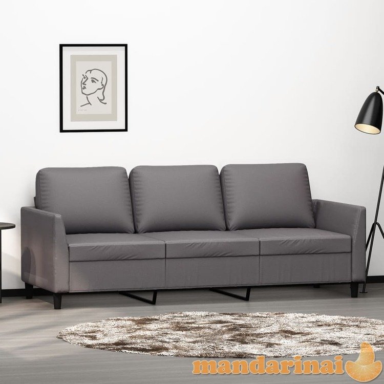 Trivietė sofa, pilkos spalvos, 180cm, dirbtinė oda