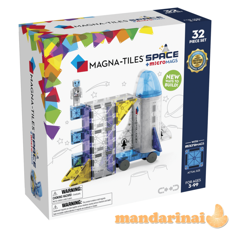 MAGNA-TILES MICROMAGS Konstruktorius „Kosmosas“, 32 det.