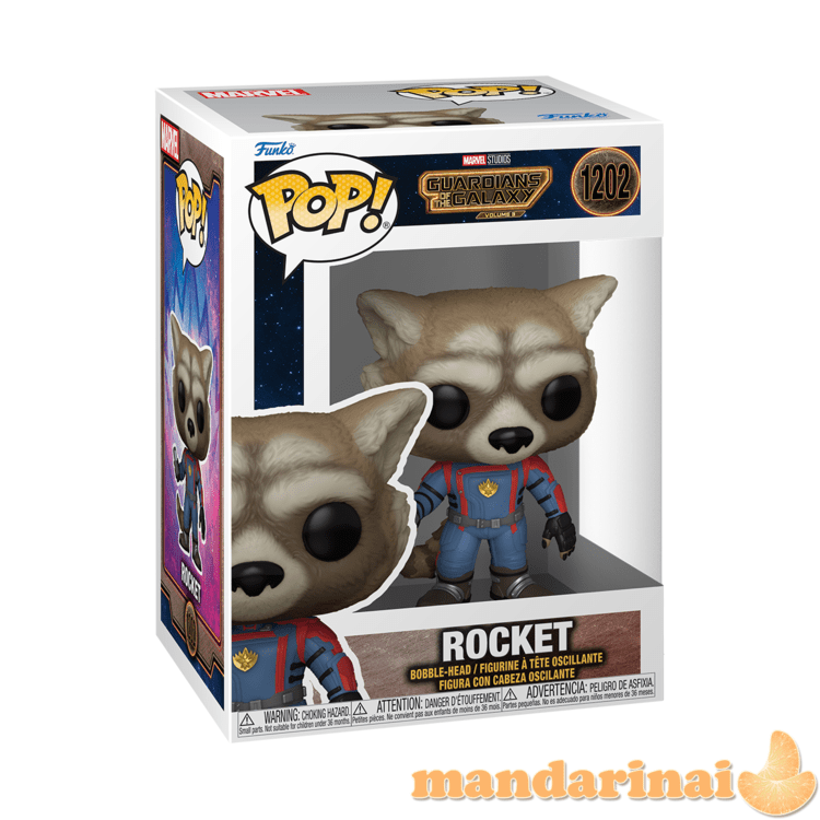 FUNKO POP! Vinilinė figūrėlė: Guardians of The Galaxy 3 - Rocket, 9 cm