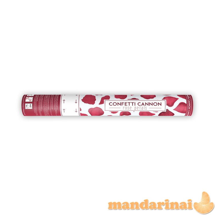 Confetti cannon with rose petals, deep red, 40cm