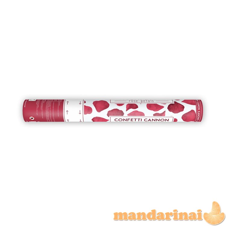 Confetti cannon with rose petals, deep red, 40cm