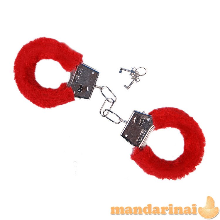 Handcuffs with fur, red