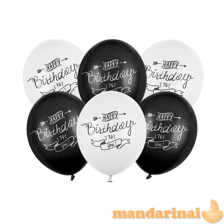 Balloons 30cm, Happy Birthday, Pastel Mix (1 pkt / 6 pc.)