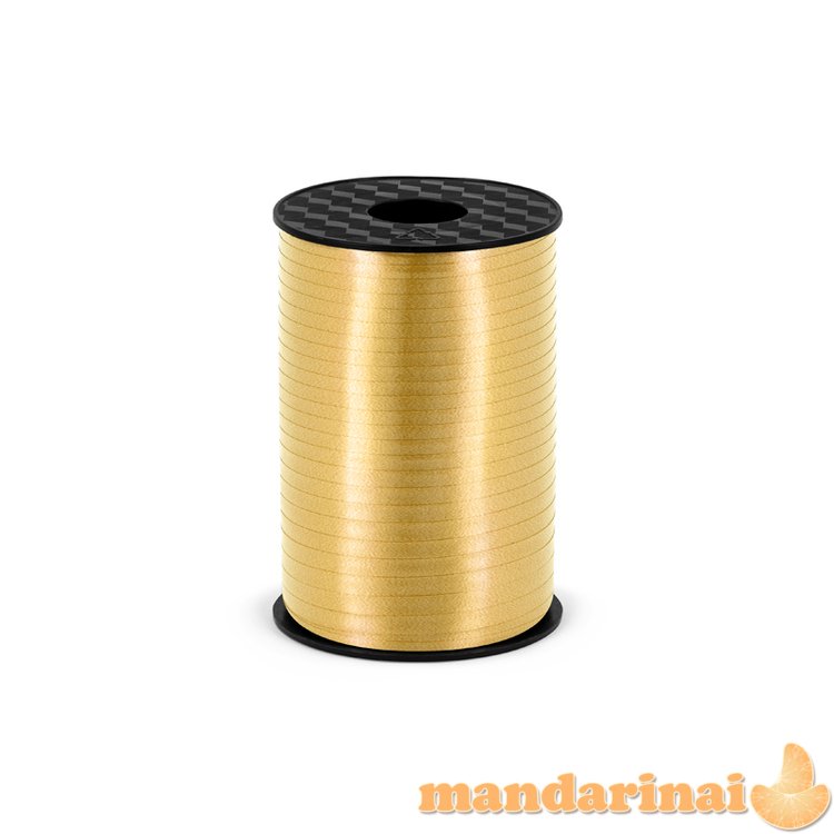 Plastic ribbon, gold, 5mm/225m