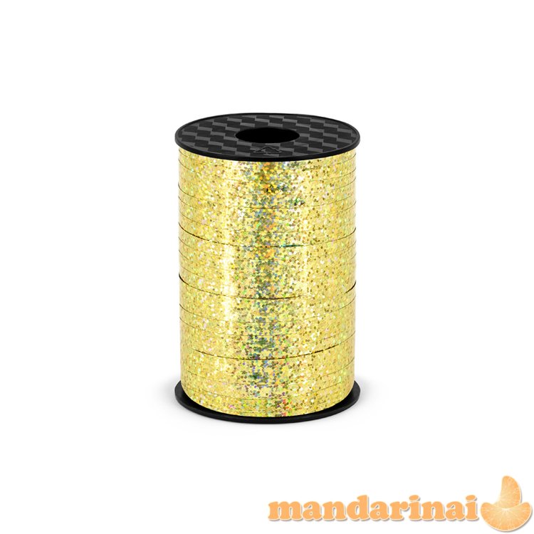 Plastic ribbon, gold, 5mm/225m