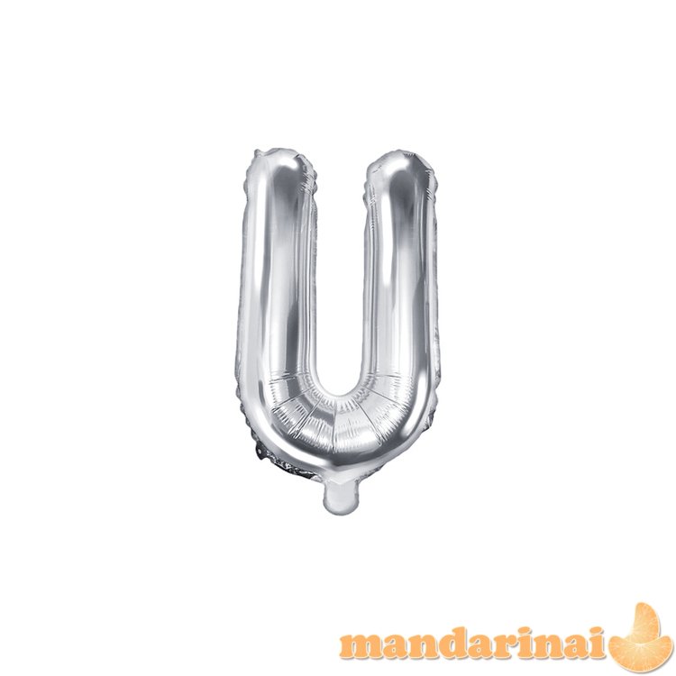 Foil Balloon Letter U , 35cm, silver