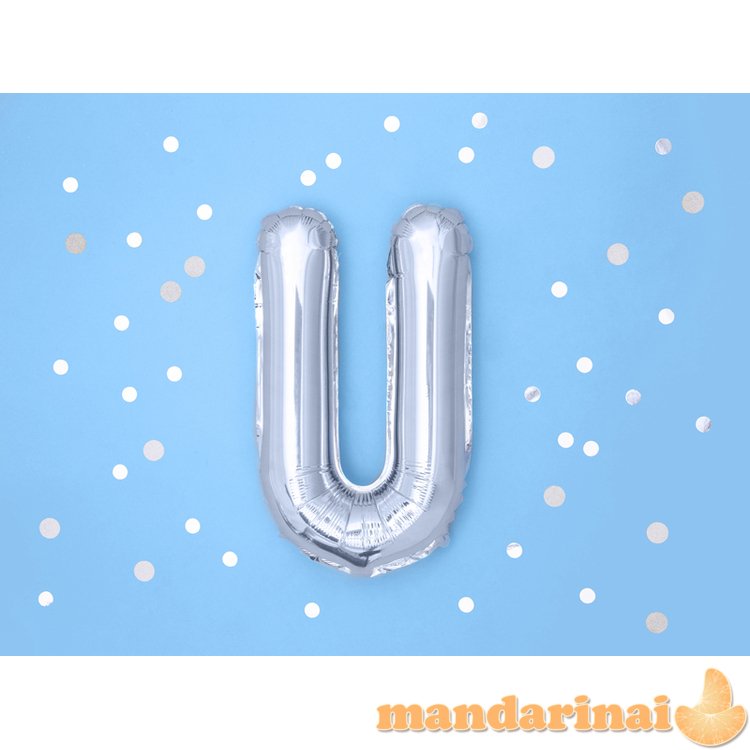 Foil Balloon Letter U , 35cm, silver