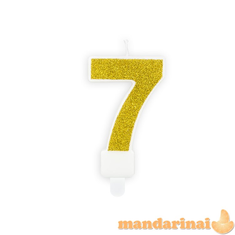 Birthday candle Number 7, gold, 7cm