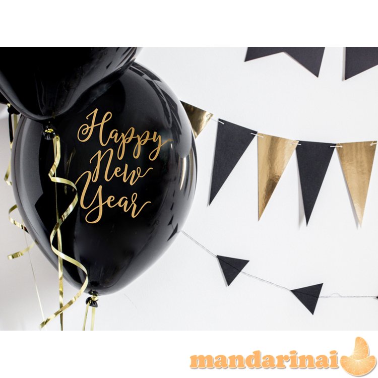 Balloons 30cm, Happy New Year, Pastel Black (1 pkt / 6 pc.)