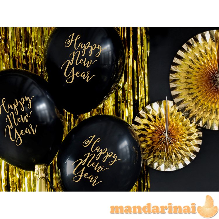 Balloons 30cm, Happy New Year, Pastel Black (1 pkt / 6 pc.)