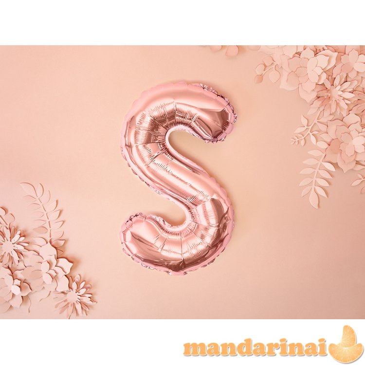 Foil Balloon Letter S , 35cm, rose gold