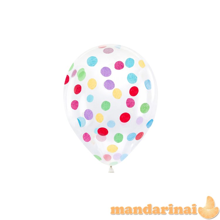 Confetti balloons - circles, 30cm, mix (1 pkt / 6 pc.)