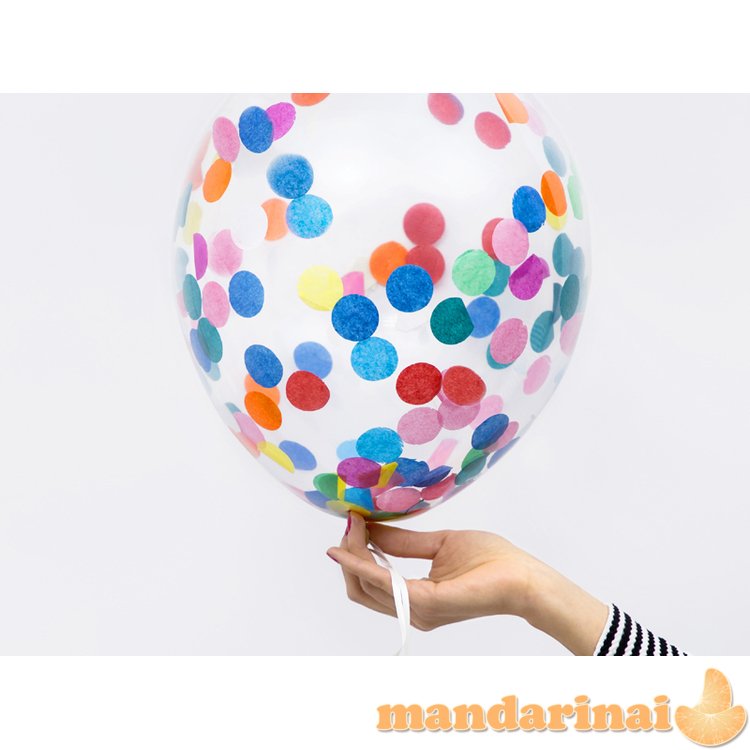 Confetti balloons - circles, 30cm, mix (1 pkt / 6 pc.)