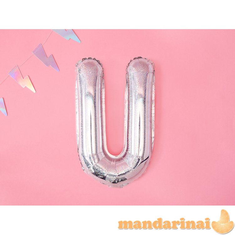 Foil Balloon Letter U , 35cm, holographic