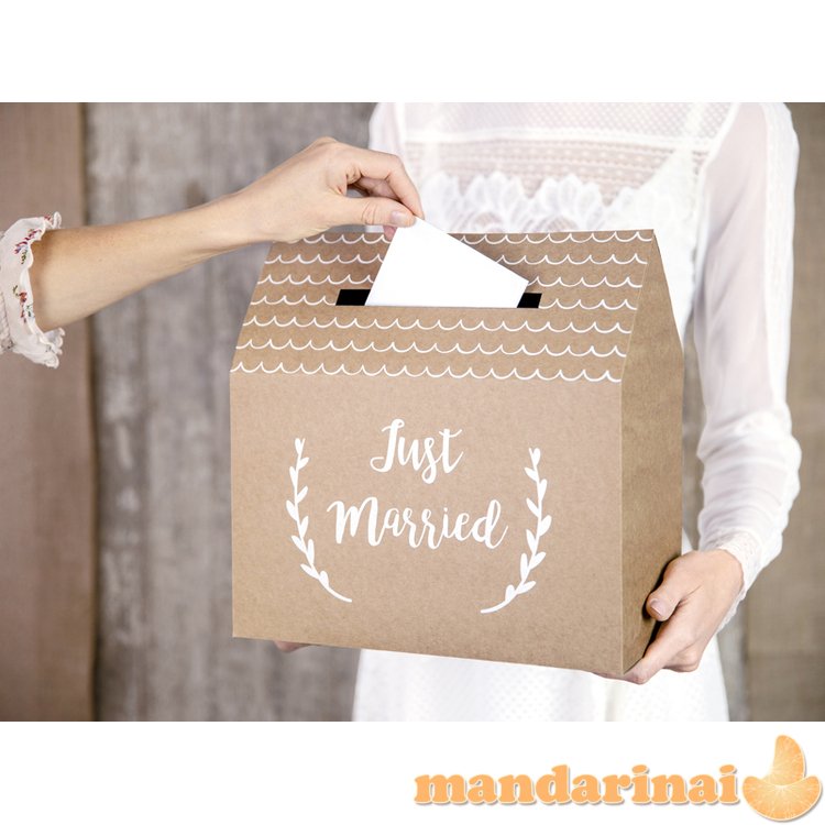 Wedding card box - Just Married, kraft, 30x30.5x16.5cm