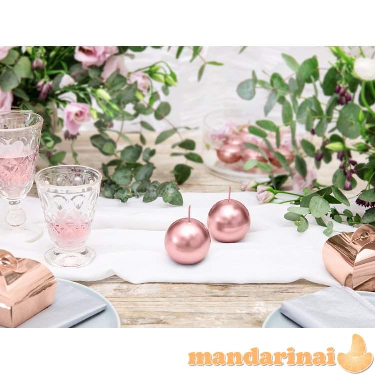 Candle Sphere, metallic, rose gold, 6cm (1 pkt / 10 pc.)