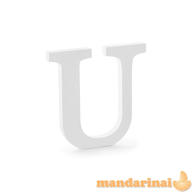 Wooden letter U, white, 20.5x20cm