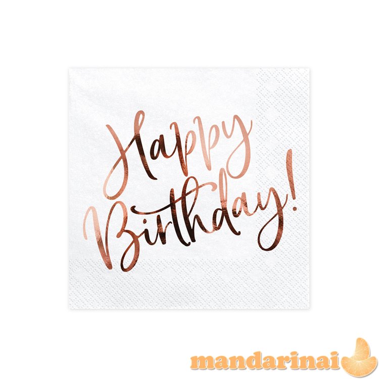 Napkins Happy Birthday, white, 33x33cm (1 pkt / 20 pc.)