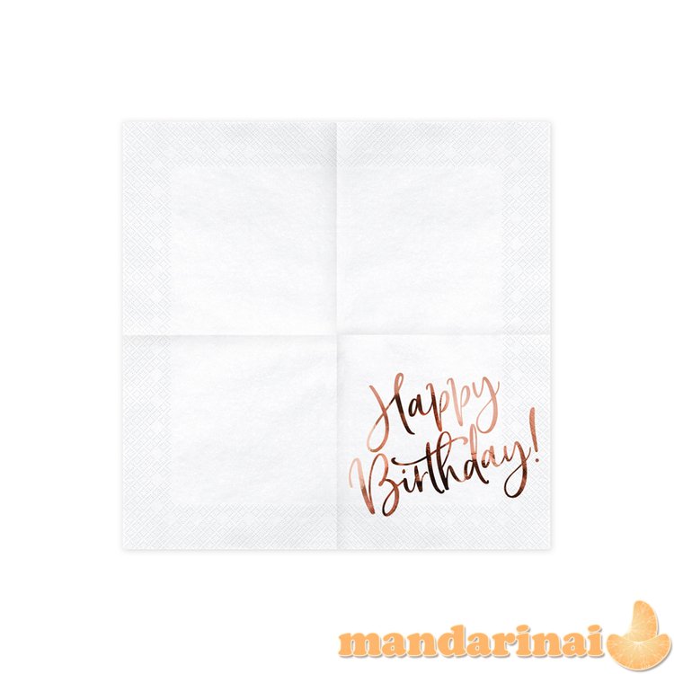 Napkins Happy Birthday, white, 33x33cm (1 pkt / 20 pc.)