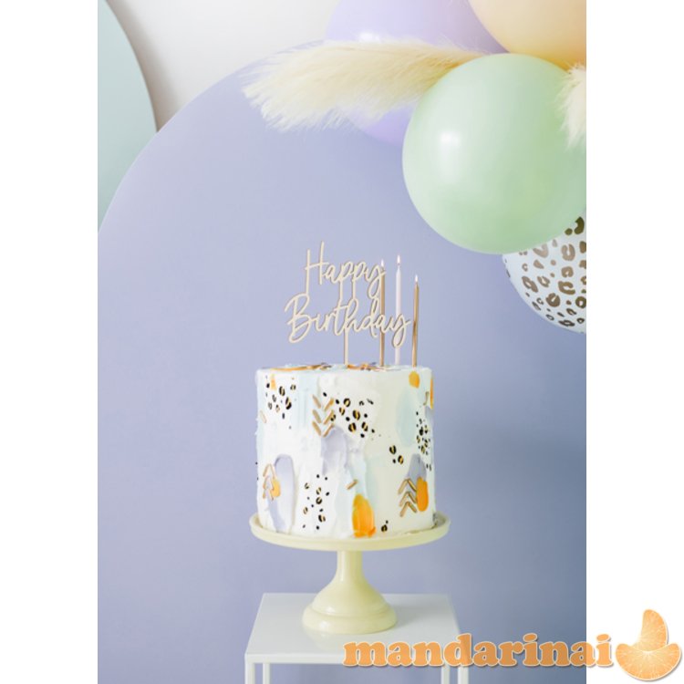 Wooden topper Happy Birthday, 16.5cm