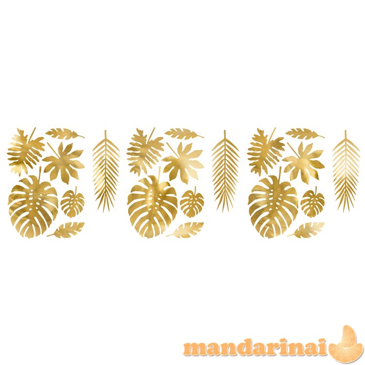 Decorations Aloha - Tropical leaves, gold (1 pkt / 21 pc.)