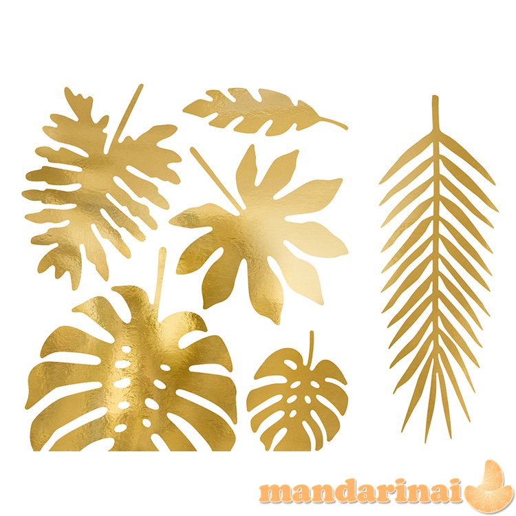 Decorations Aloha - Tropical leaves, gold (1 pkt / 21 pc.)