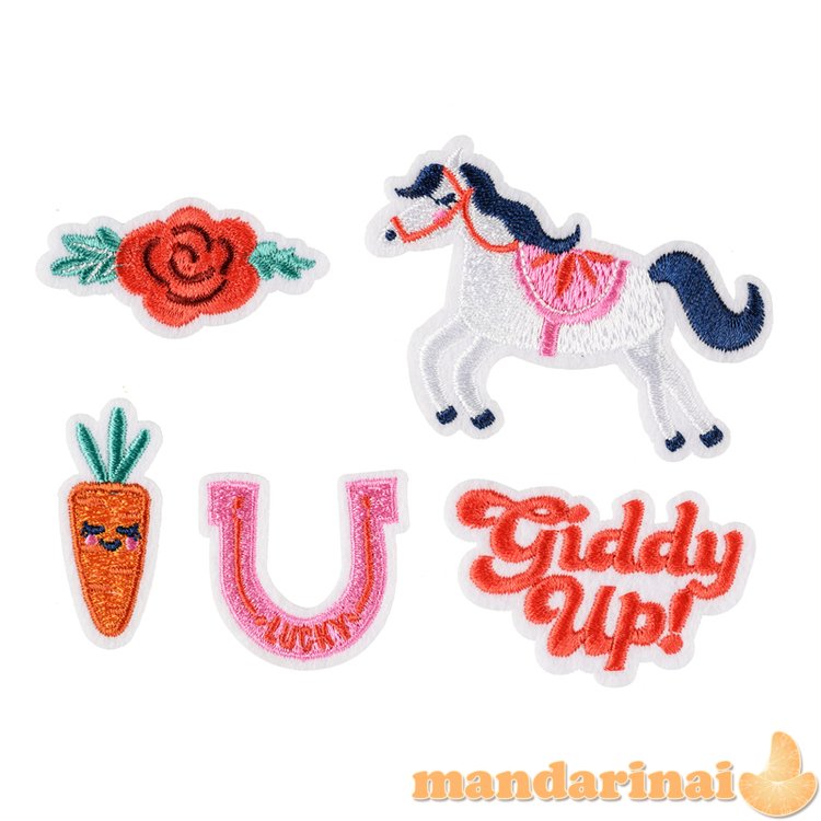 Iron on patches Giddy up, mix, 2-7x3.5-7 cm (1 pkt / 5 pc.)