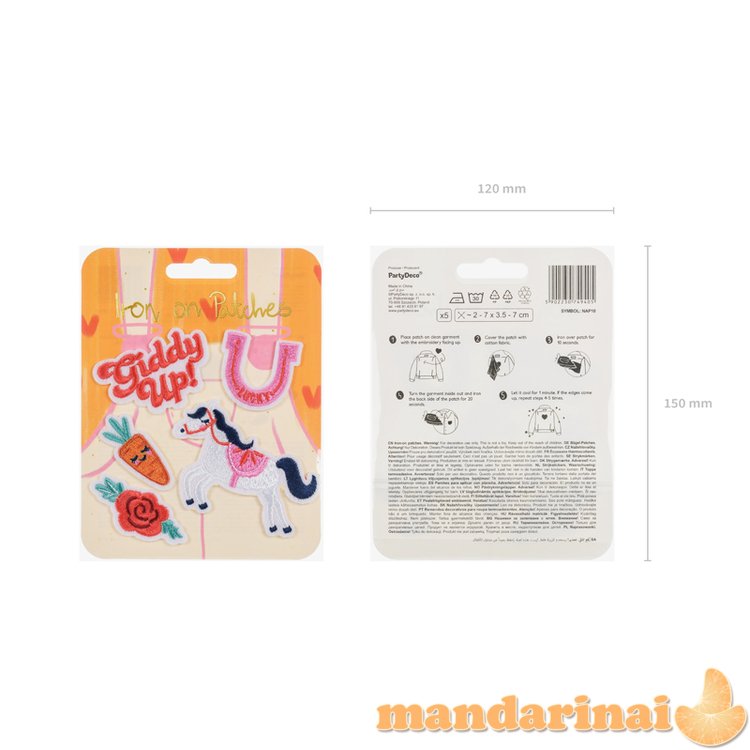 Iron on patches Giddy up, mix, 2-7x3.5-7 cm (1 pkt / 5 pc.)