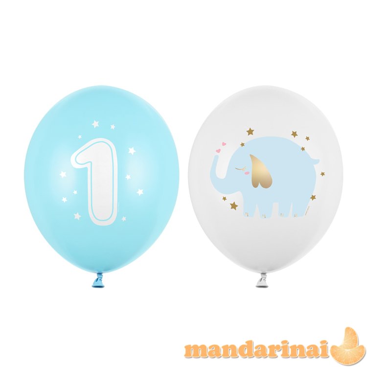 Balloons 30 cm, One year, Pastel Light Blue (1 pkt / 50 pc.)