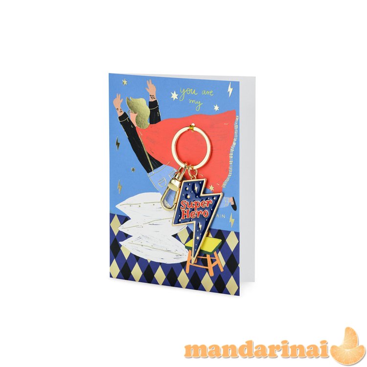 Card with keychain Super Hero, 12x16 cm