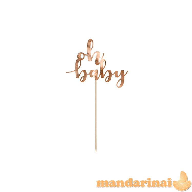 Cake topper Oh baby, rose gold, 25 cm