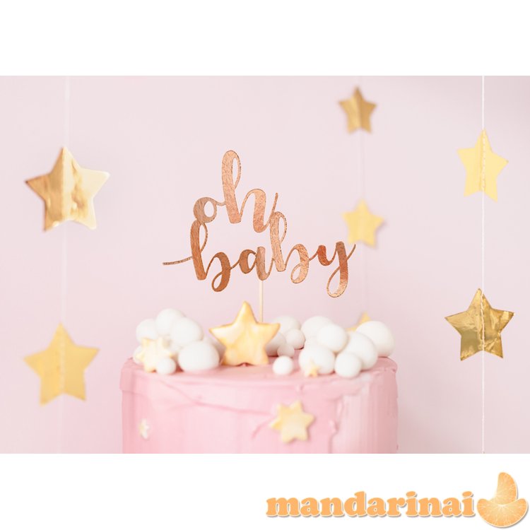 Cake topper Oh baby, rose gold, 25 cm