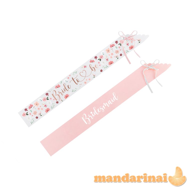 Sashes Bride to be & Bridesmaid, mix, 76cm (1 pkt / 6 pc.)