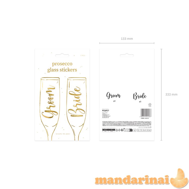 Glass stickers Bride & Groom , gold (1 pkt / 2 pc.)