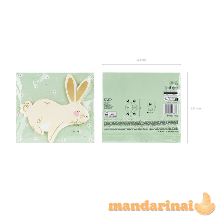 Napkins Bunny, mix, 14x15 cm (1 pkt / 20 pc.)