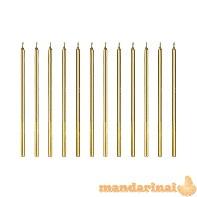 Plain birthday candles, gold, 14 cm (1 pkt / 12 pc.)