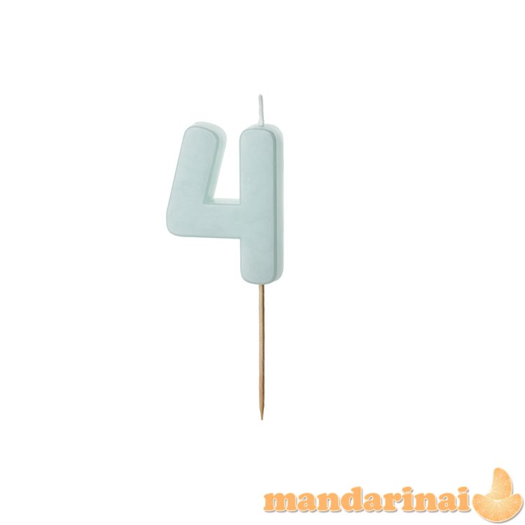 Birthday candle Numeral 4, light blue, size 5.5 cm