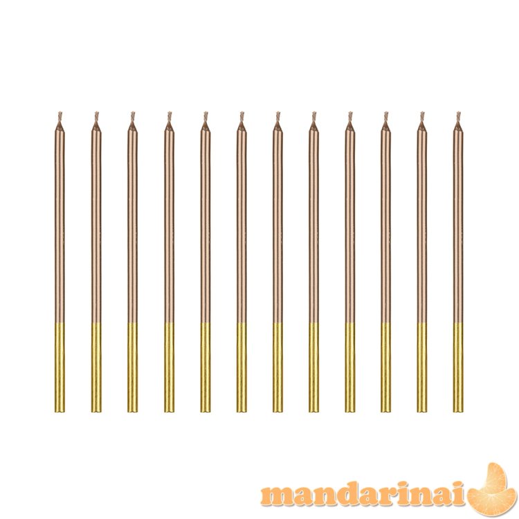 Plain birthday candles, rose gold, 14 cm (1 pkt / 12 pc.)