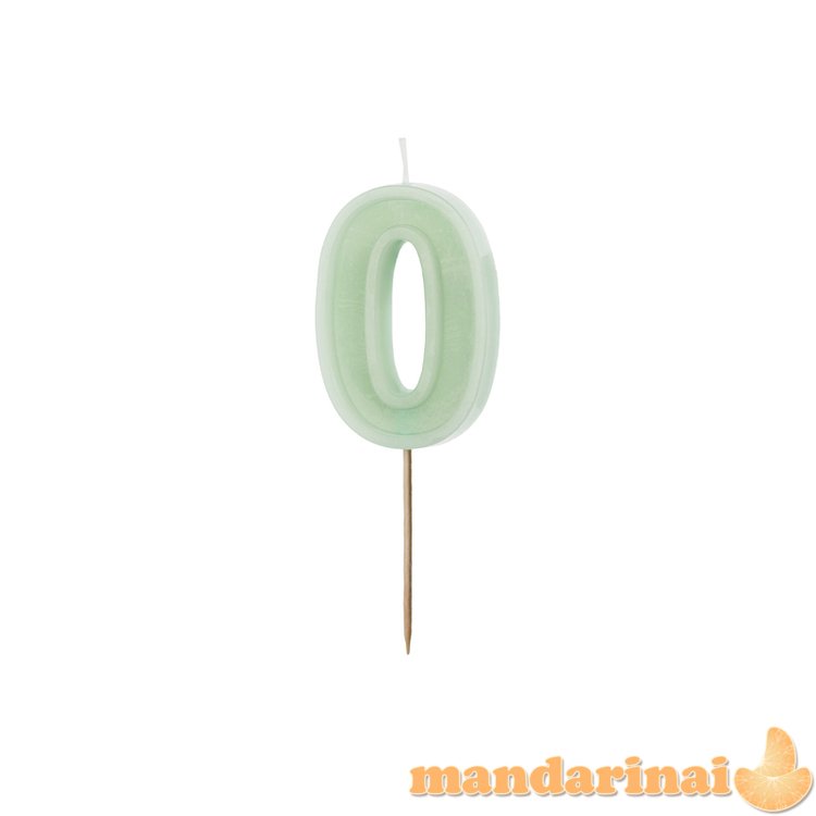 Birthday candle Number 0, green, 6 cm