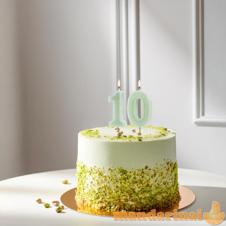 Birthday candle Number 0, green, 6 cm