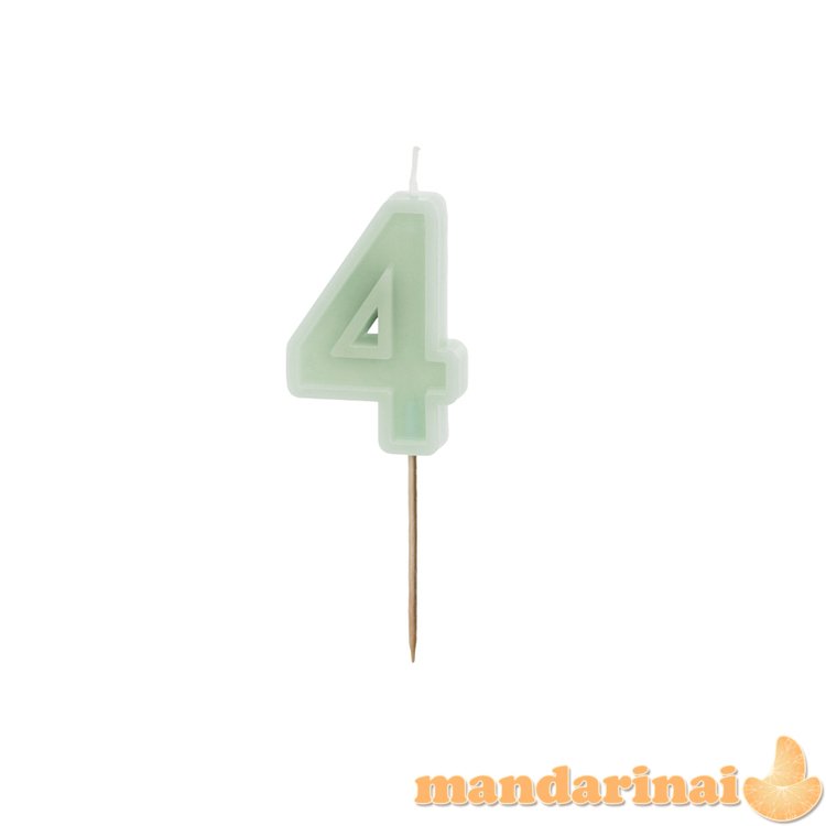 Birthday candle Number 4, green, 6 cm