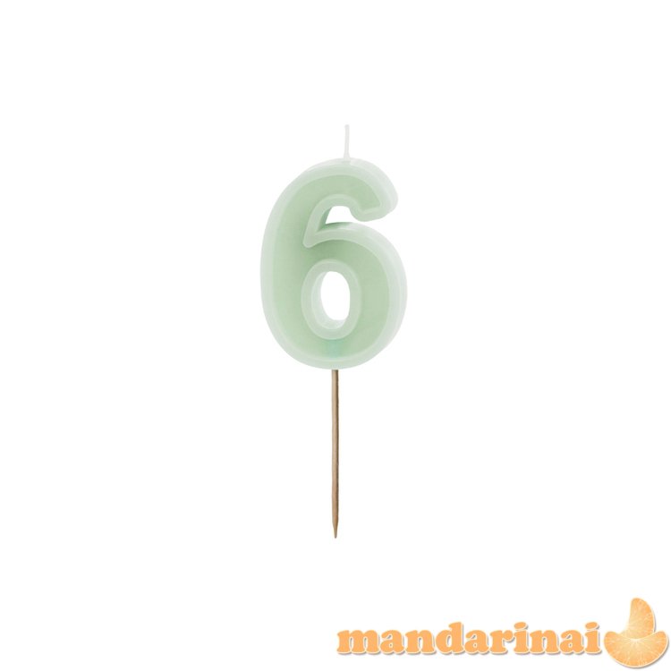 Birthday candle Number 6, green, 6 cm