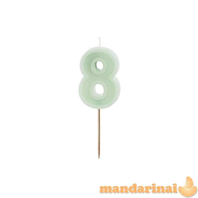 Birthday candle Number 8, green, 6 cm