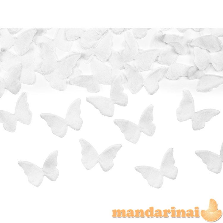 Confetti cannon with butterflies, white, 20cm