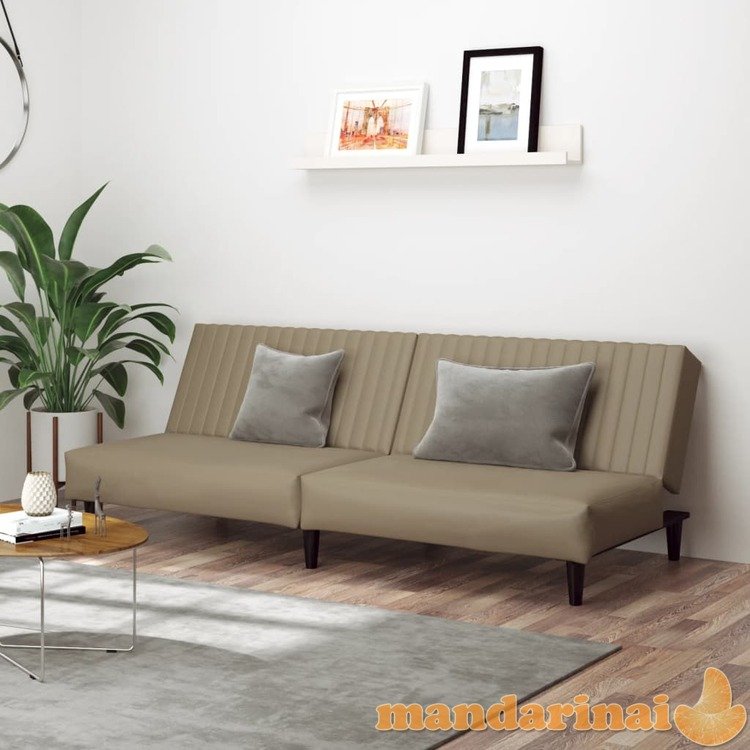 Dvivietė sofa-lova, kapučino spalvos, dirbtinė oda