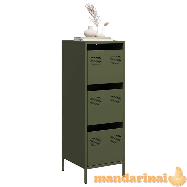 Highboard olive green 39x35x103,5 cm plienas